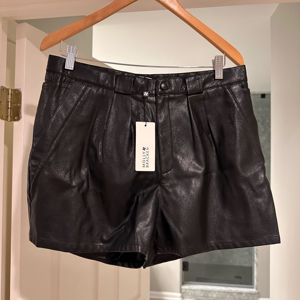 Molly Bracken Black Leather Shorts